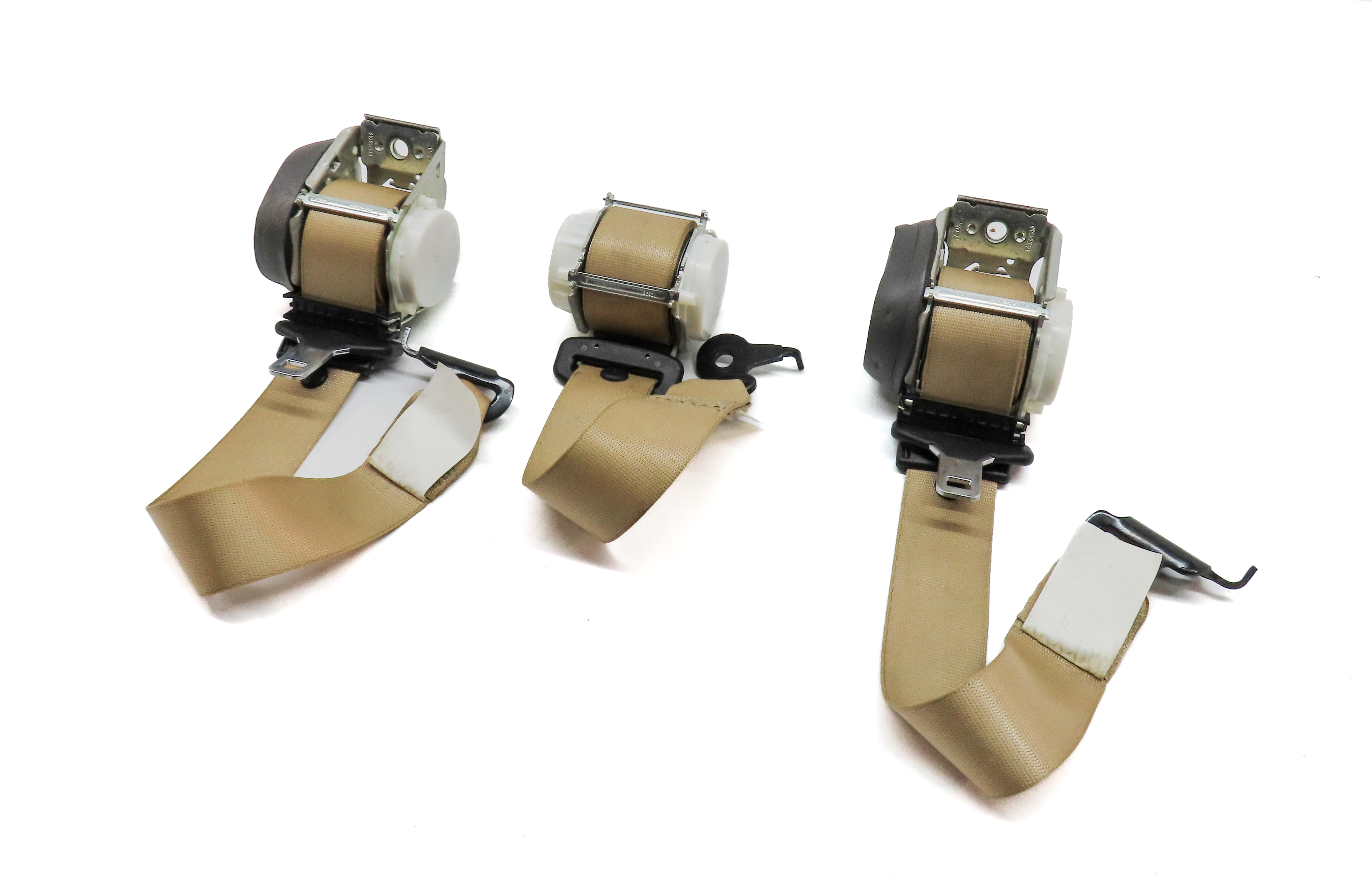 2014 BMW X3 (F25) REAR SEAT LEFT CENTER RIGHT SEATBELT RETRACTOR SET-3 (BEIGE) — exact item pictured